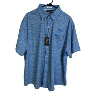 Sunday Swagger Swell Polo Shirt Mens 2XL Blue Performance Prep Button Logo Sundt